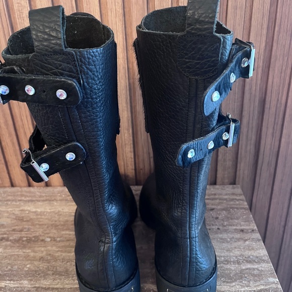 Why Alberto Venturini Motorcycle Boots Calf Military Gothic Belt Punk Boot 40 - Picture 5 of 17